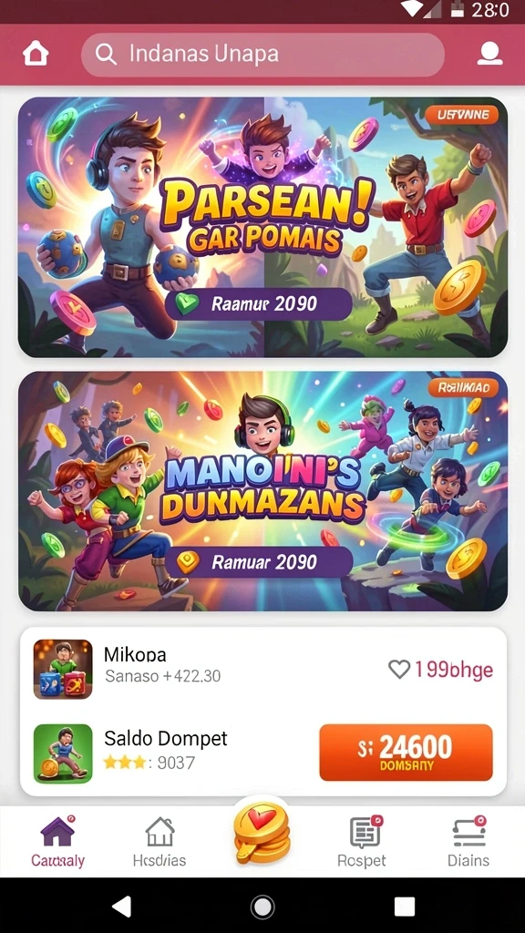 Tampilan awal aplikasi dengan desain yang menarik.